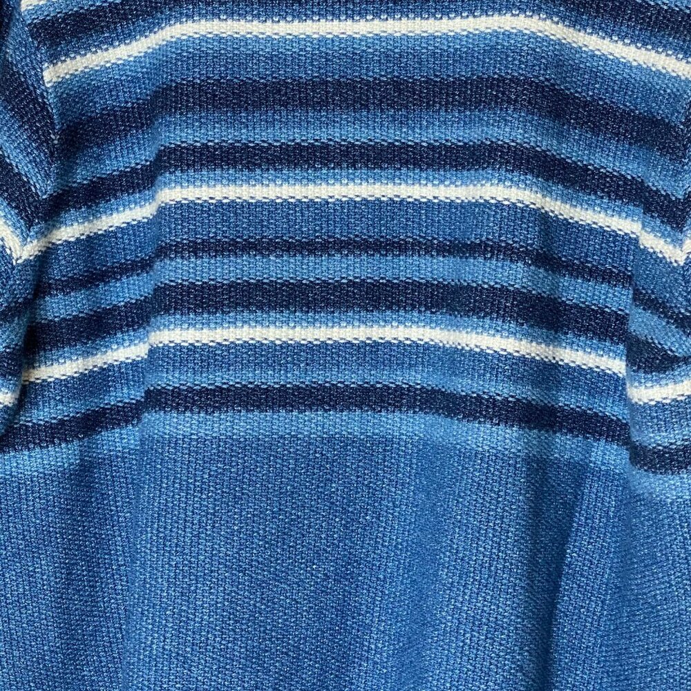 LL Bean Vintage Women’s L Blue White Stripe Cotton Sweater Made in Scotland - Picture 6 of 6